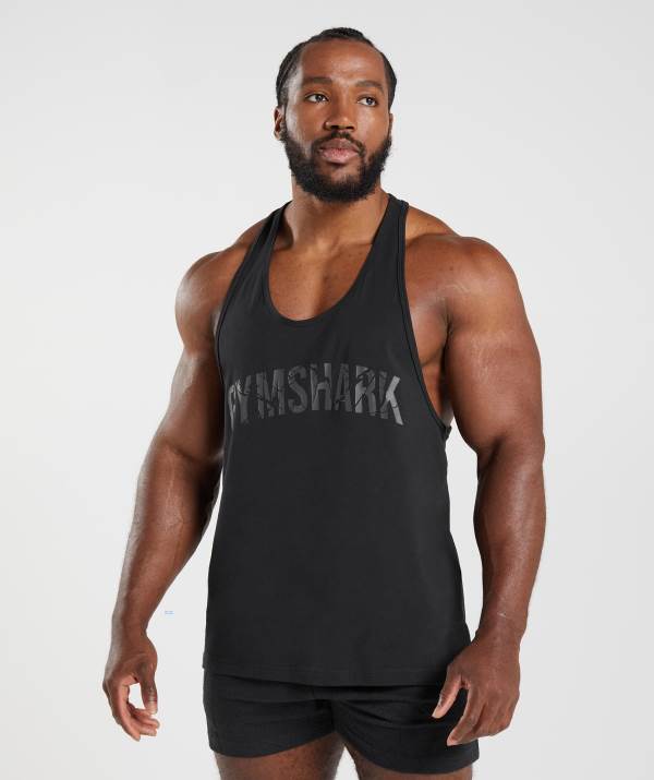 Panske Tielko Gymshark Power Stringer Čierne | RQ0721835